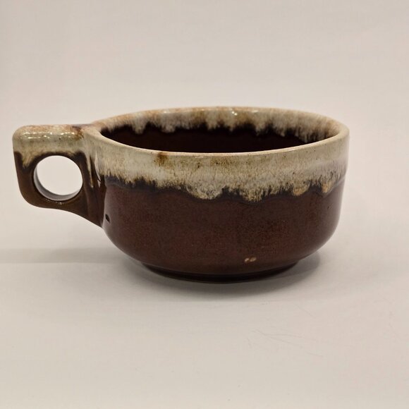WESTERN STONEWARE Soup Mug Bowl Handle Ceramic Pottery Drip Glaze 4.5" - Picture 3 of 6